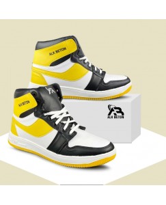 High Tops Mens Sneakers Synthetic Shoes Yellow Black MK